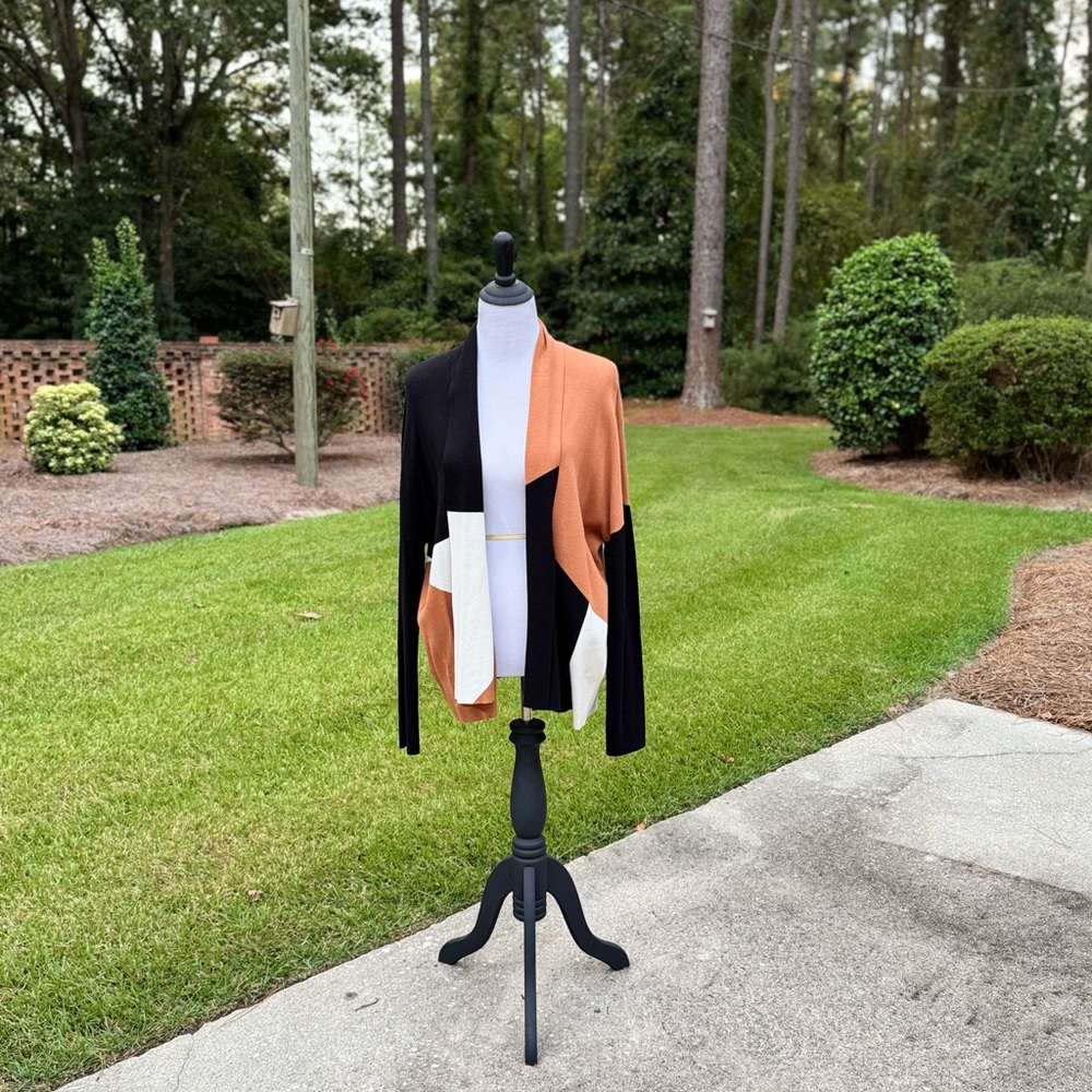 Chico's Black and Tan Open Cardigan